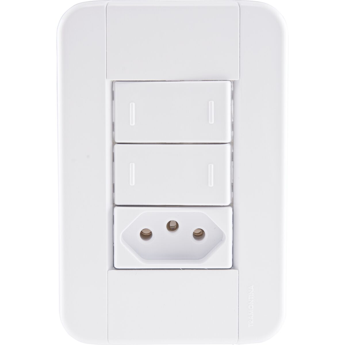 Conjunto 4x2 com 2 interruptores paralelos 10a 250v e 1 tomada 2p+t 10a 250v tablet branco- Tramontina